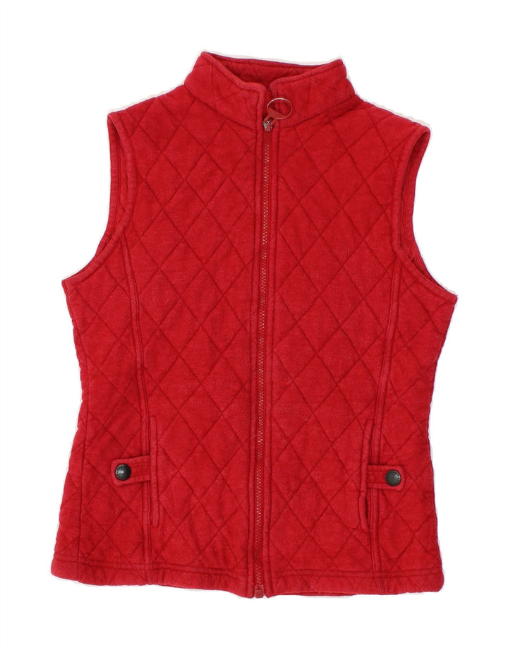 BARBOUR Womens Quilted Gilet UK 12 Medium Red Polyester Vintage Barbour and Second-Hand Barbour from Messina Hembry 