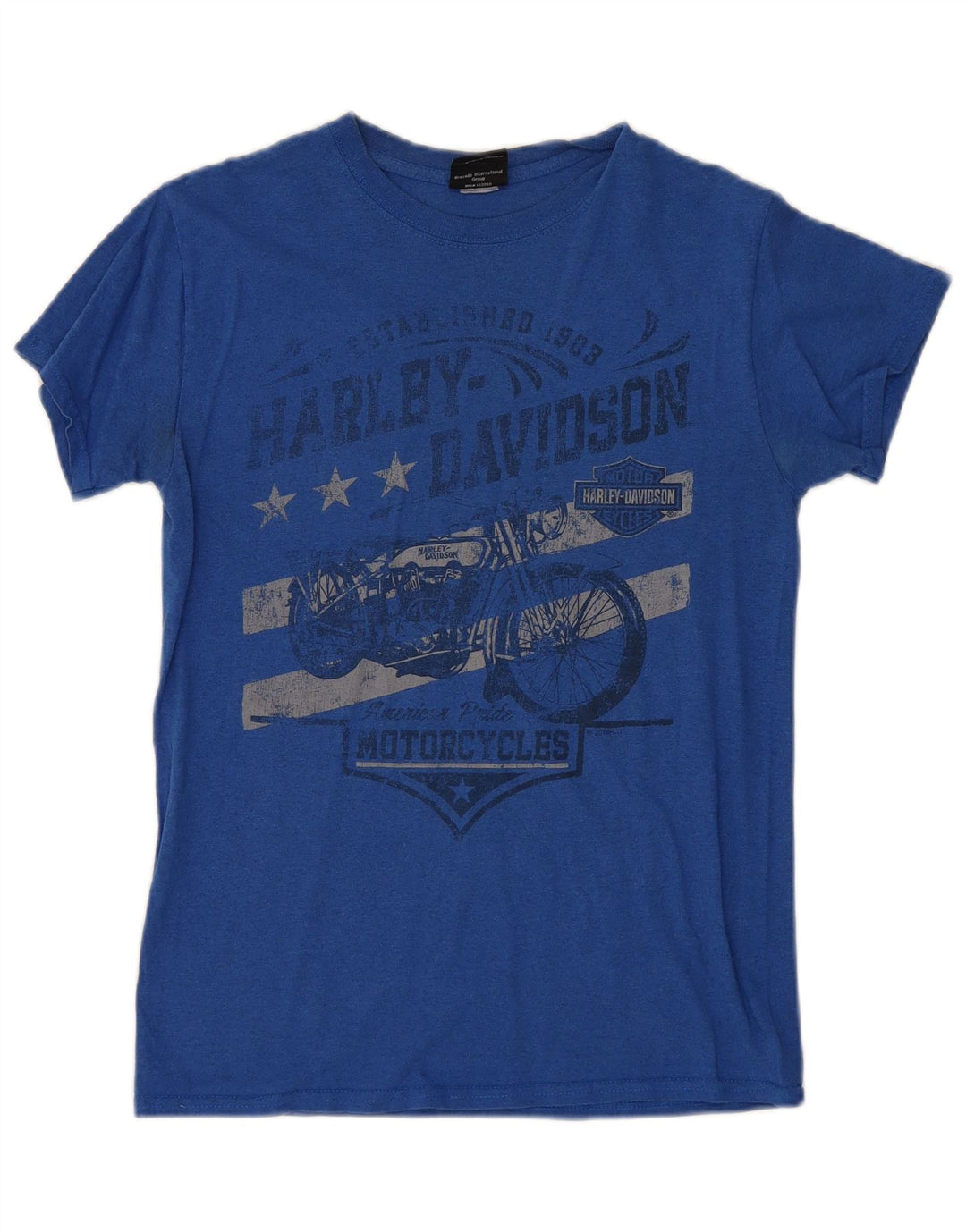 T-shirt grafica da uomo Harley Davidson Top piccola moto blu