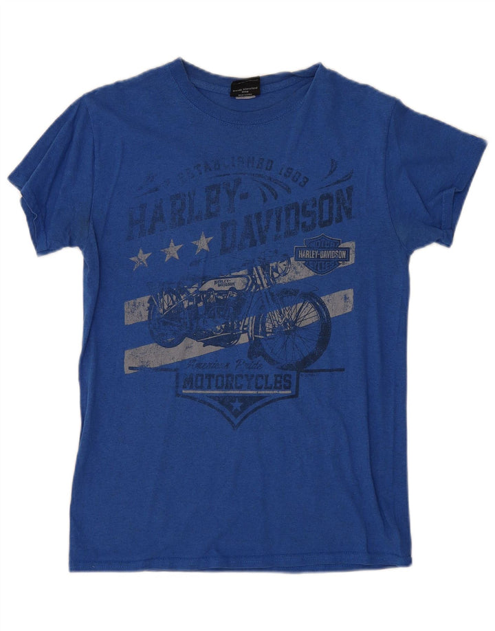 T-shirt grafica da uomo Harley Davidson Top piccola moto blu