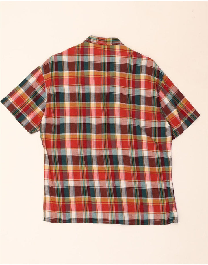 Camicia militare a maniche corte da uomo VINTAGE IT 50 scozzese medio multicolore