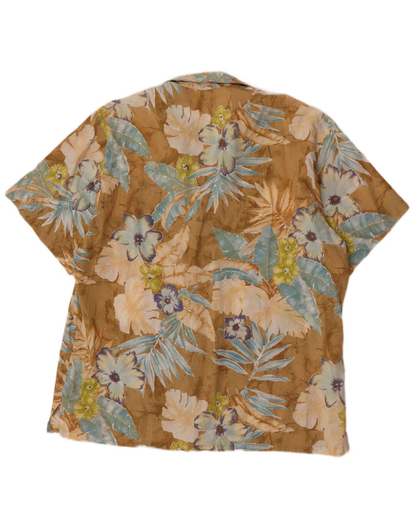Camicia hawaiana a maniche corte da uomo Claudio Campione XL in cotone floreale beige