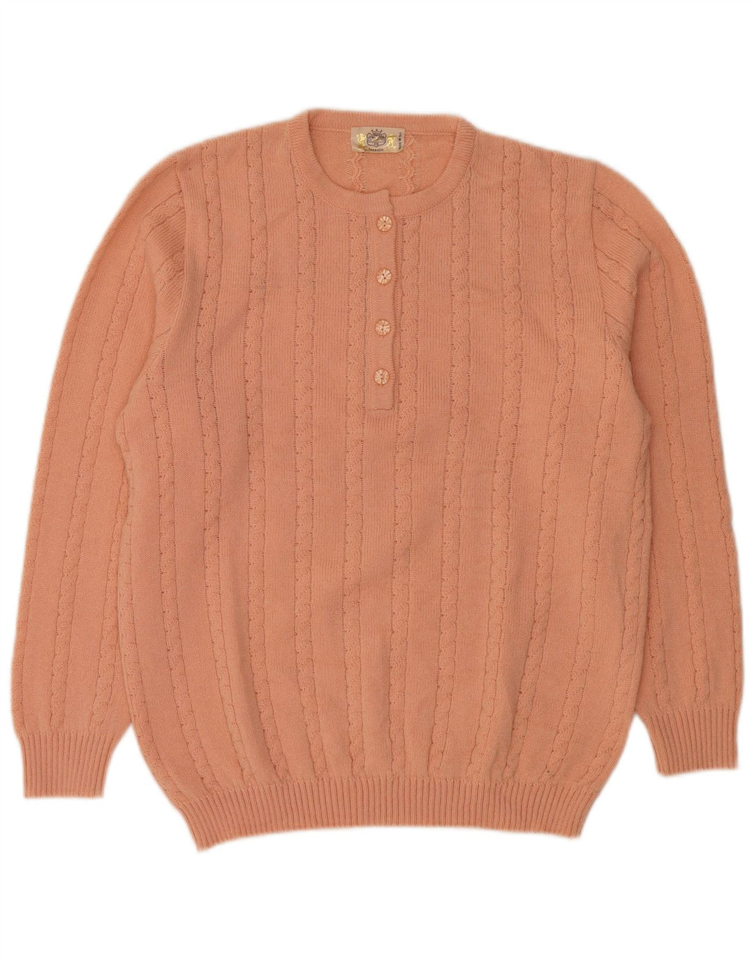 Maglione maglione girocollo da donna vintage UK 16 grande lana rosa