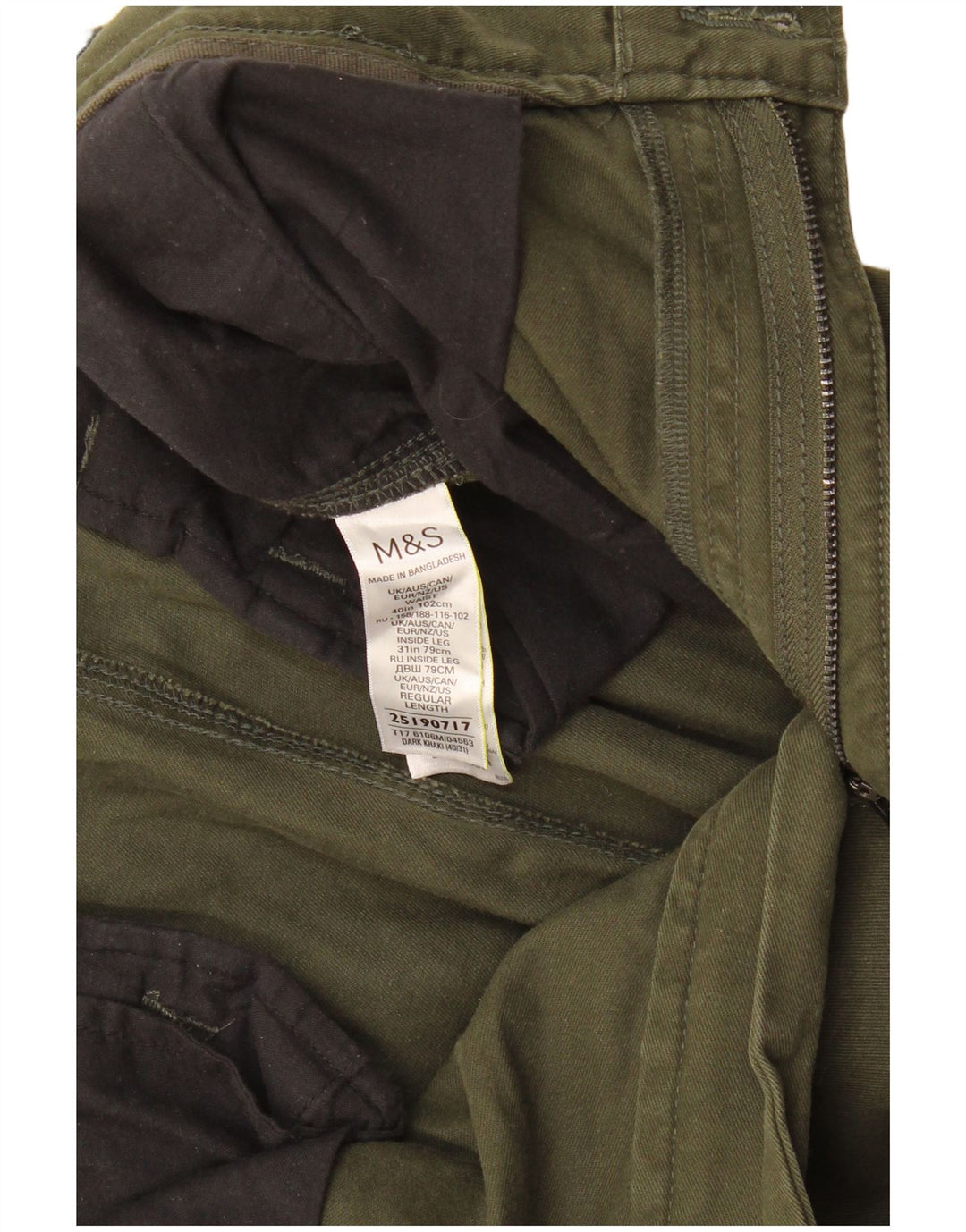 Pantaloni cargo dritti da uomo Marks & Spencer W40 L31 cotone kaki