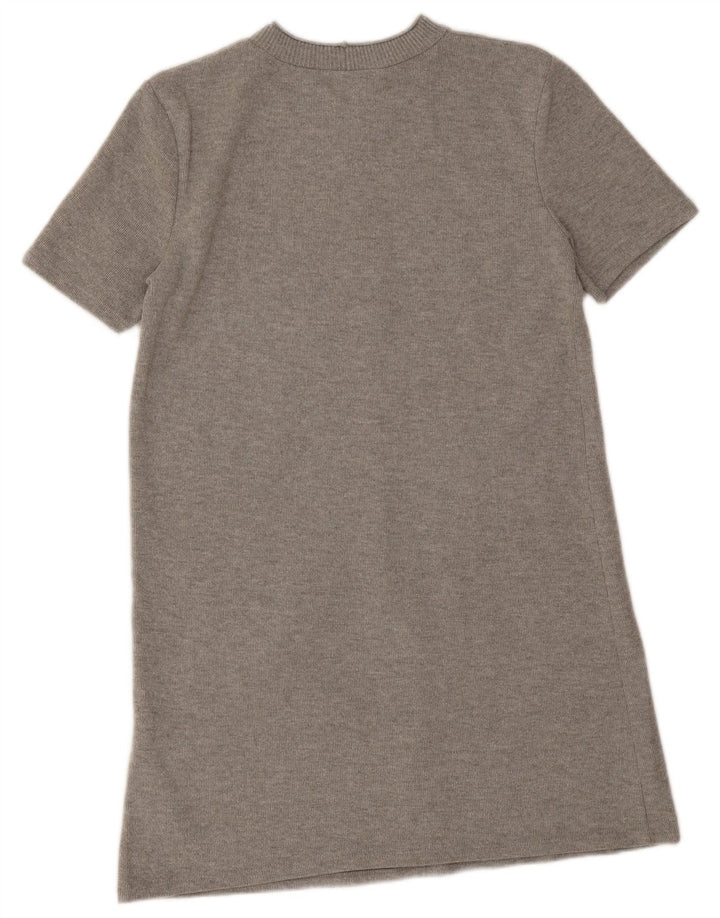 Abito maglione a maniche corte da donna Zara UK 14 Poliestere grigio medio
