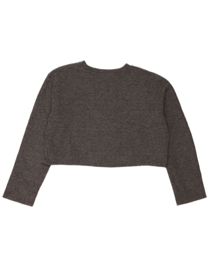 Top corto da donna Zara a maniche lunghe UK 16 grande grigio