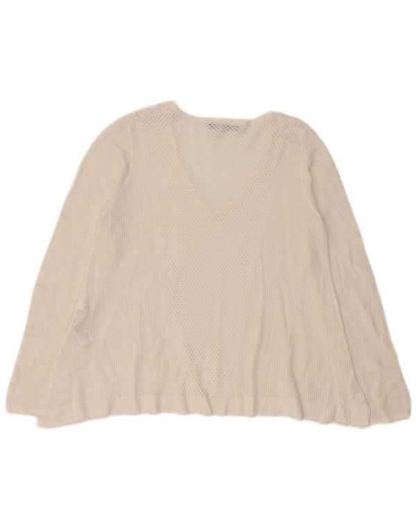 Maglione da donna Marks & Spencer con scollo a V UK 14 Large Viscosa bianca