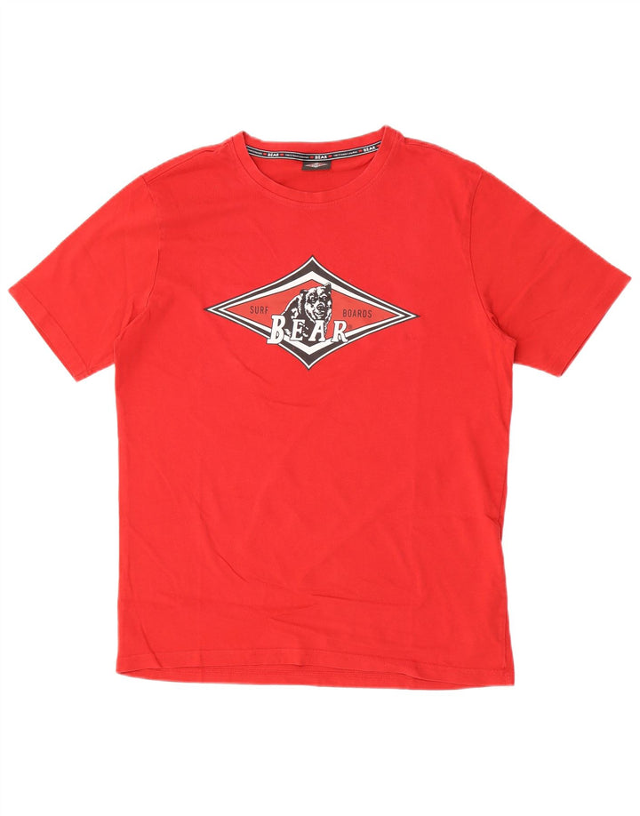 T-shirt grafica da uomo Bear Top in cotone rosso medio