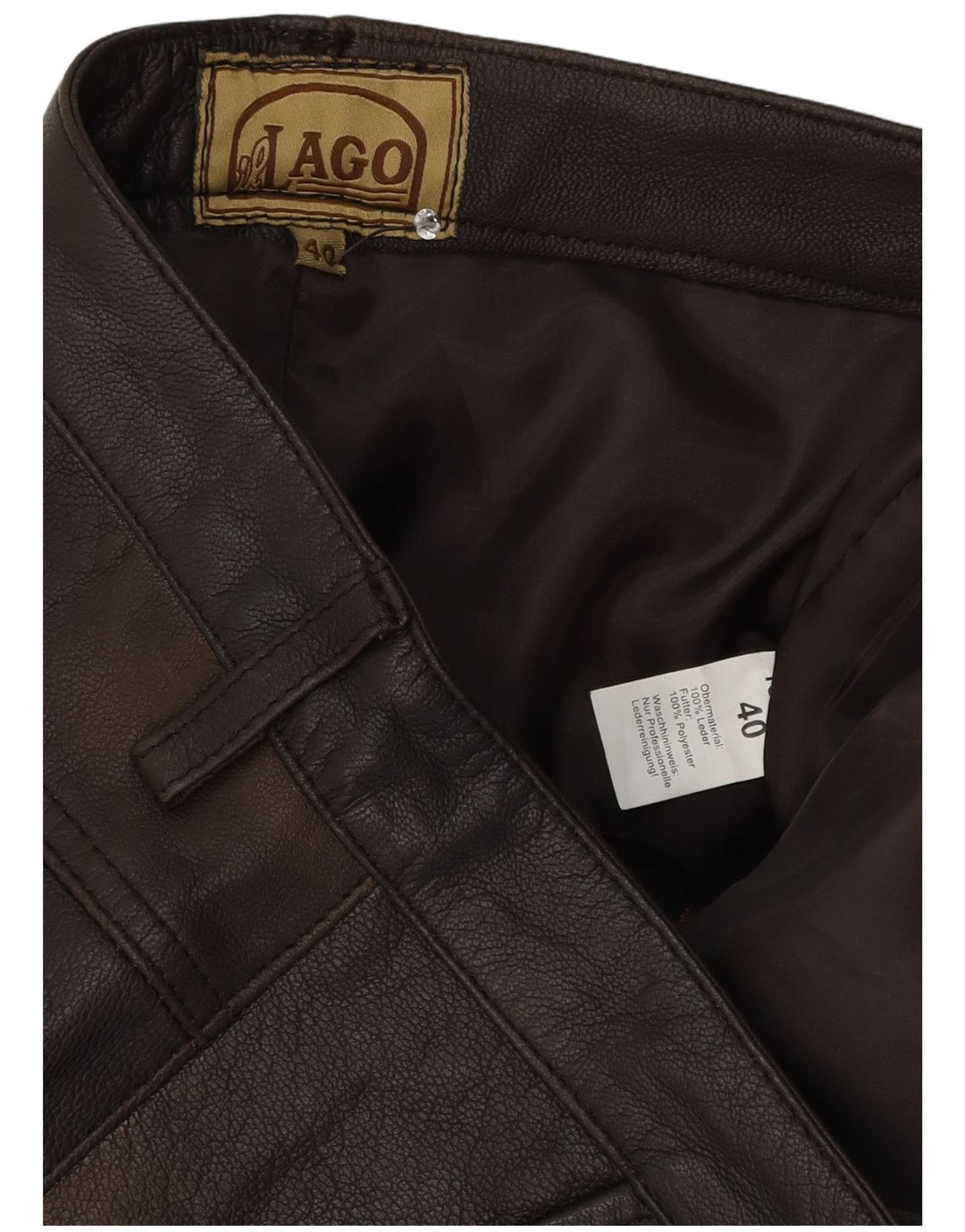 il Lago Pantaloni Slim in Pelle da Uomo IT 48 Medium W30 L32 Pelle Marrone