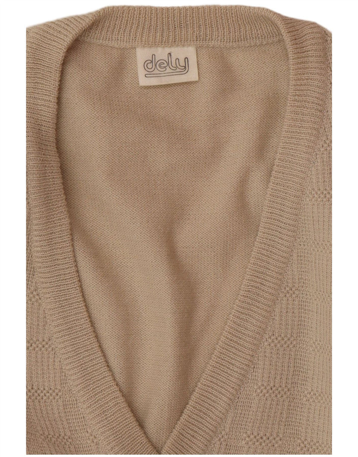 Maglione da uomo con scollo a V VINTAGE grande in lana beige