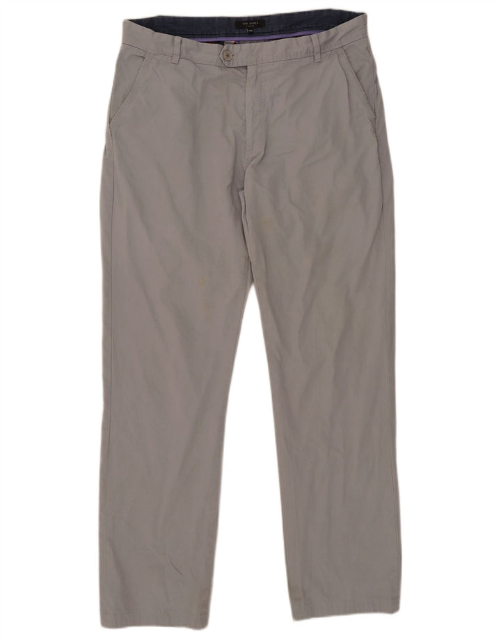 Pantaloni chino dritti da uomo Ted Baker W36 L31 cotone grigio