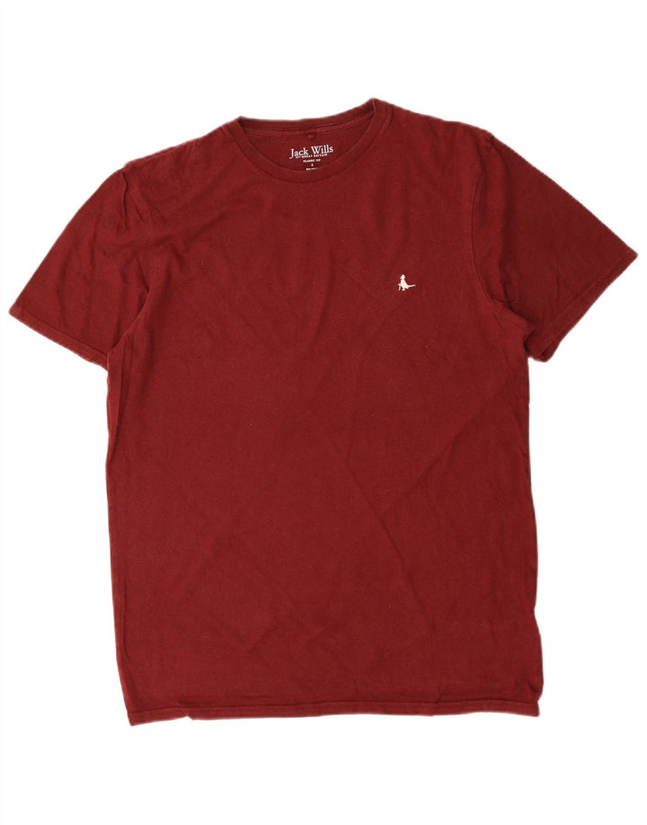 JACK WILLS T-shirt da uomo dalla vestibilità classica Top piccolo in cotone bordeaux