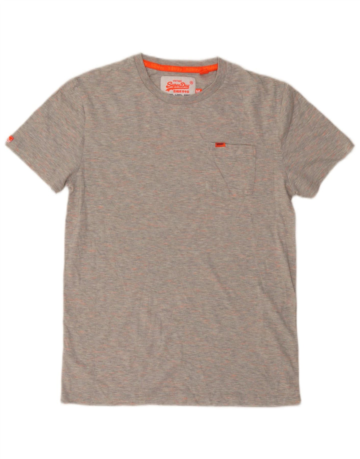 T-shirt da uomo SUPERDRY Top in cotone chiazzato grigio medio