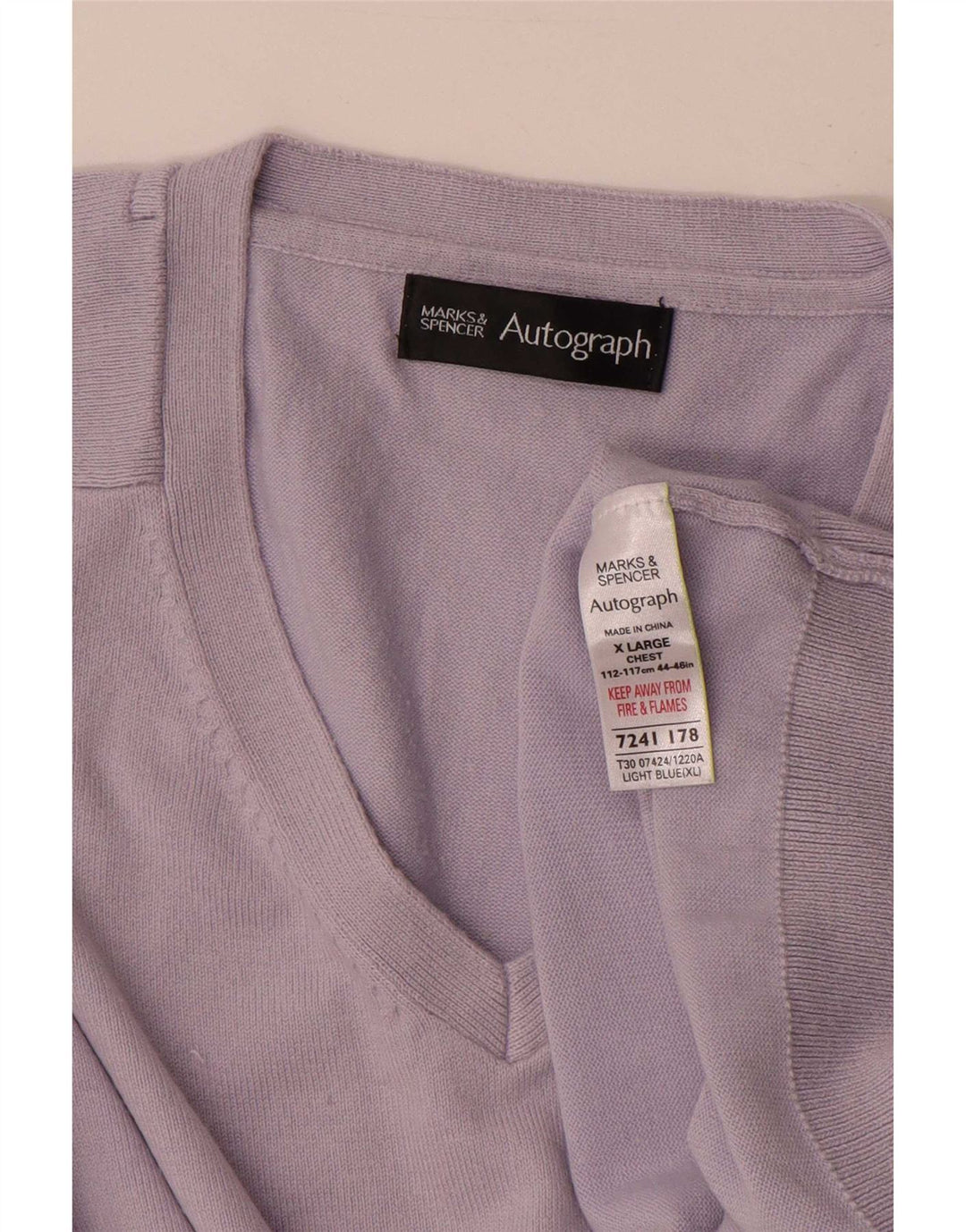 Maglione da uomo con scollo a V autografo Marks & Spencer XL in cotone blu
