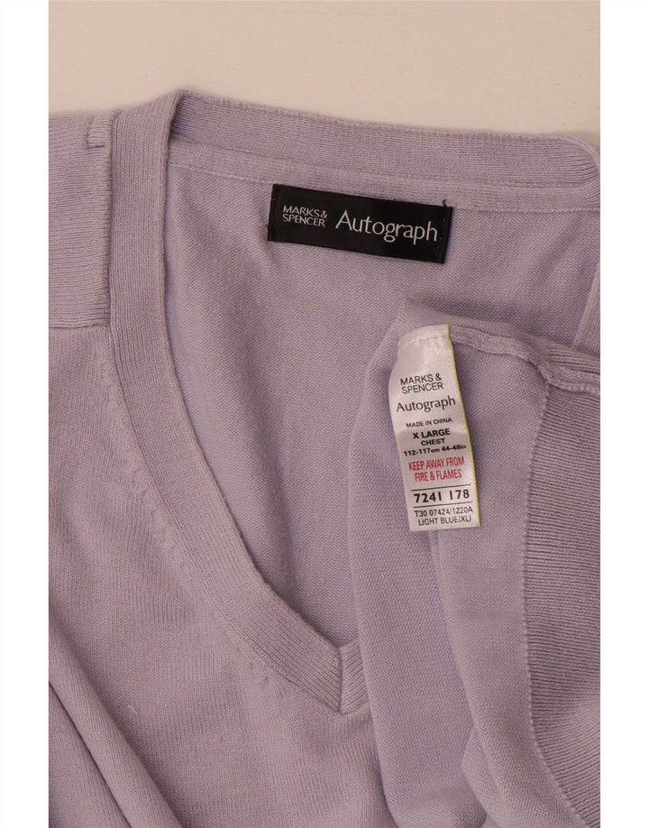 Maglione da uomo con scollo a V autografo Marks & Spencer XL in cotone blu
