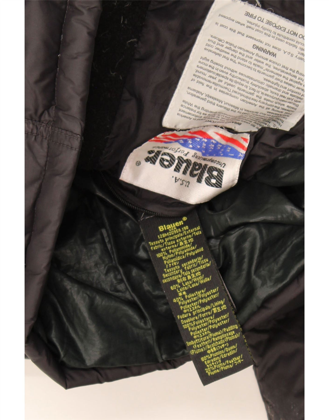 Giacca imbottita con cappuccio da uomo Blauer UK 42 Large nera in poliammide