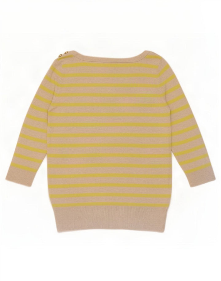 Gap Camicetta da donna con maniche a 3/4 Top UK 12 Beige medio a righe