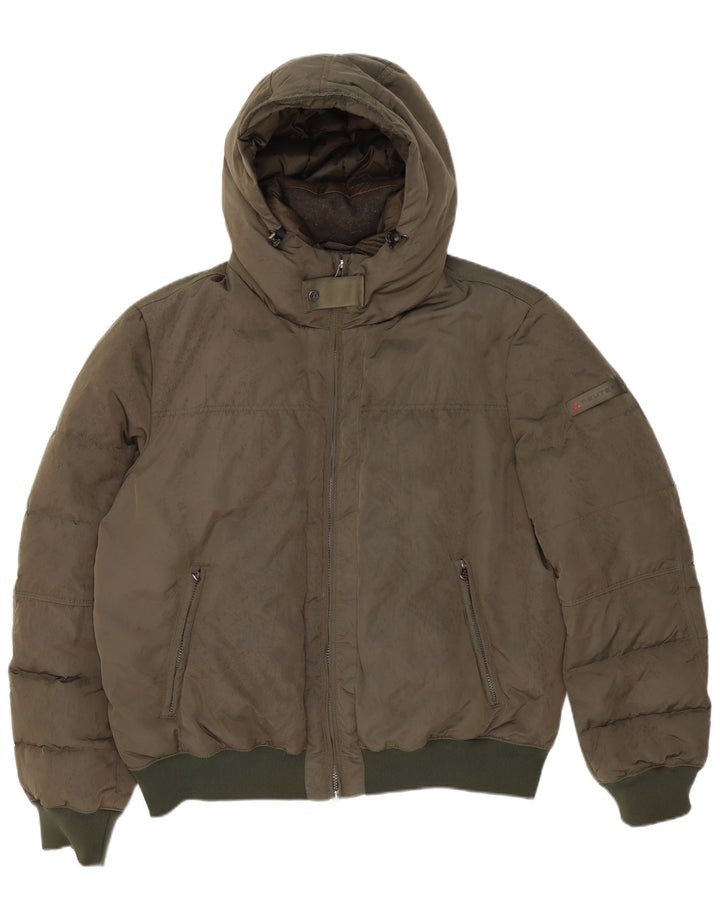 PEUTEREY Giacca imbottita con cappuccio da uomo UK 46 3XL Poliestere kaki