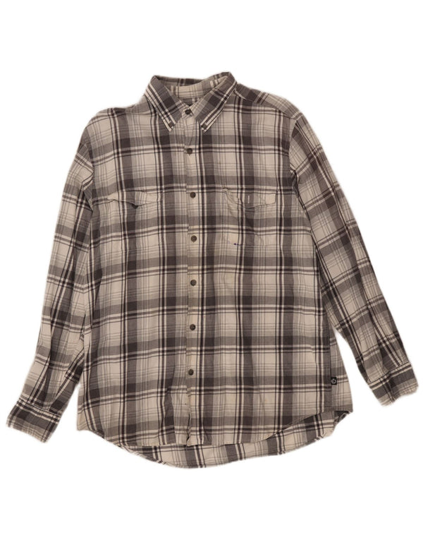 Chaps Camicia da uomo in flanella di cotone a quadri grigi grandi