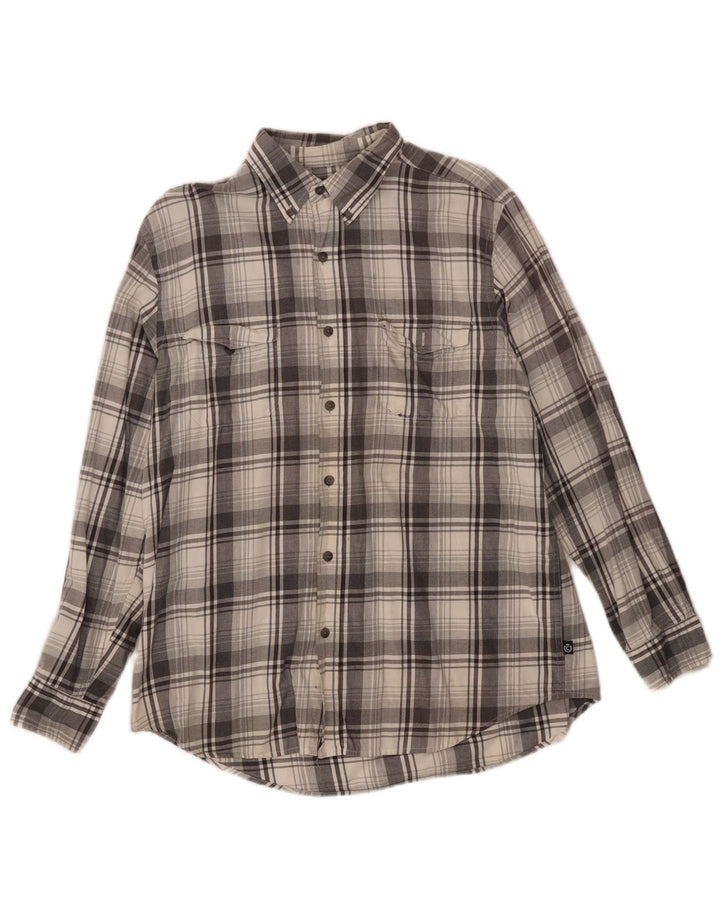 Chaps Camicia da uomo in flanella di cotone a quadri grigi grandi