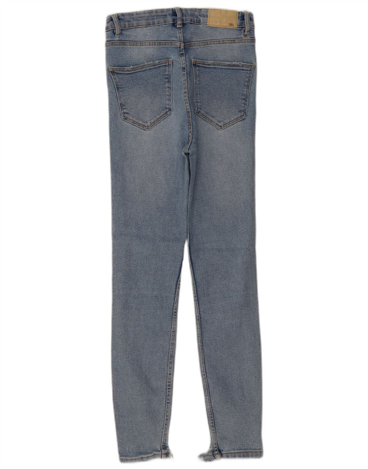 Jeans skinny effetto consumato a vita alta da donna ZARA EU 36 XS W26 L27 Blu