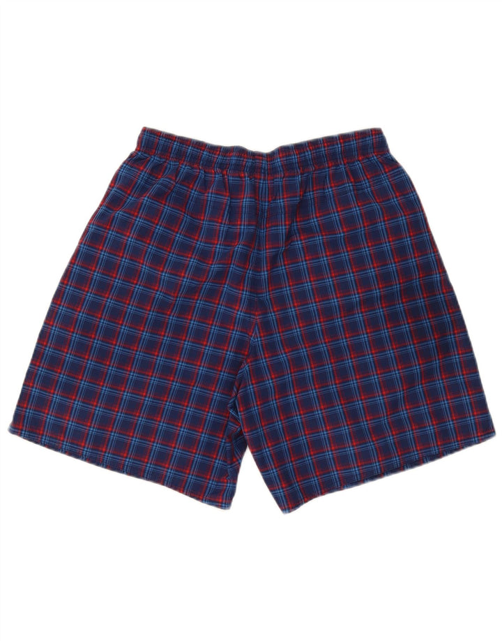 Pantaloncini sportivi da uomo Adidas medi in poliestere a quadri blu navy