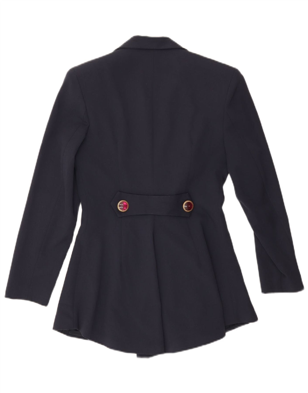 Giacca blazer lunga da donna VINTAGE UK 10 piccola blu navy