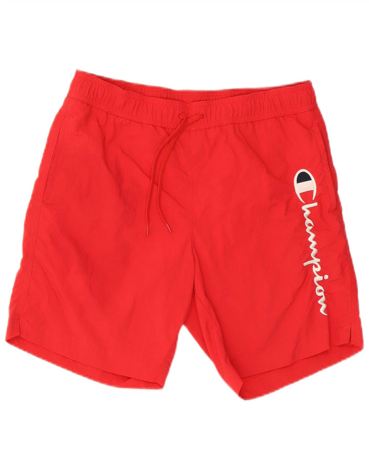 Pantaloncini da bagno grafici da uomo Champion piccoli in poliestere rosso