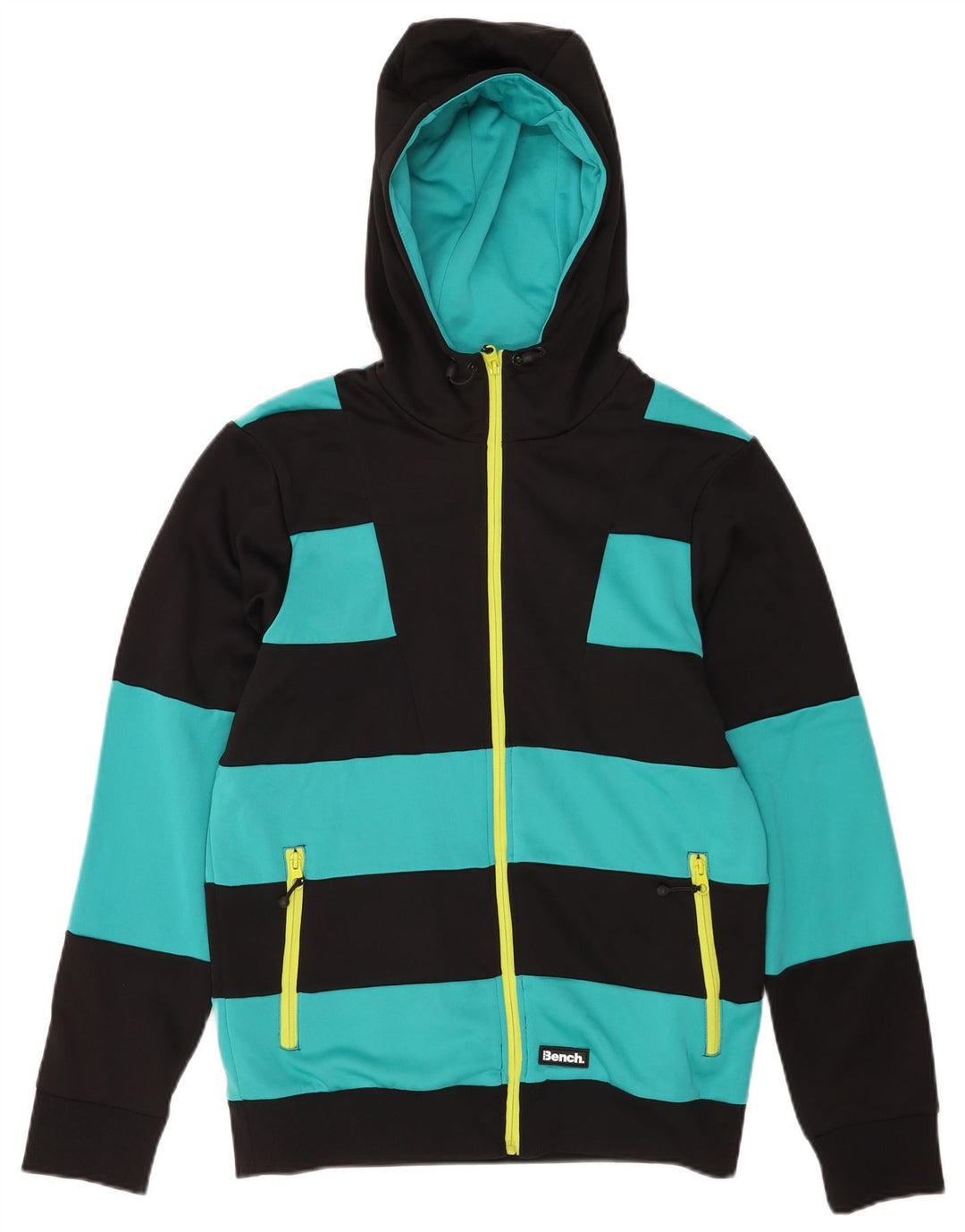 Maglione con cappuccio e zip da uomo Bench in poliestere color block medio nero