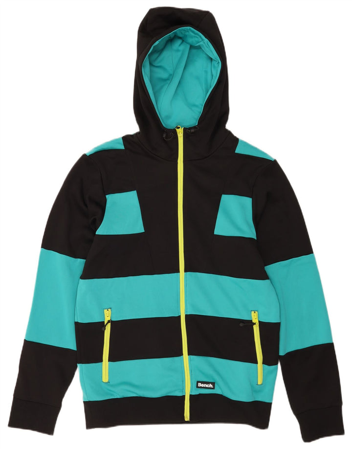 Maglione con cappuccio e zip da uomo Bench in poliestere color block medio nero