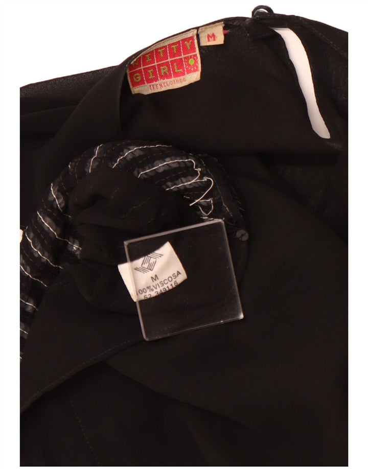 WITTY GIRL Camicetta senza maniche da donna UK 14 Viscosa a righe nere medie