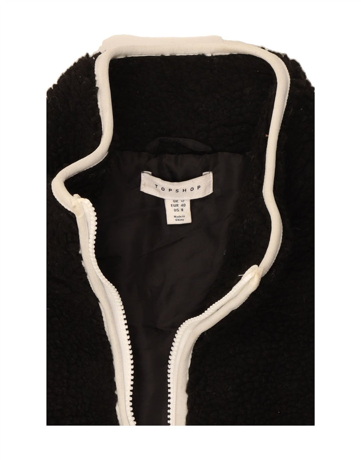 TOPSHOP Womens Fleece Jacket UK 12 Medium Black Polyester Vintage Topshop and Second-Hand Topshop from Messina Hembry 
