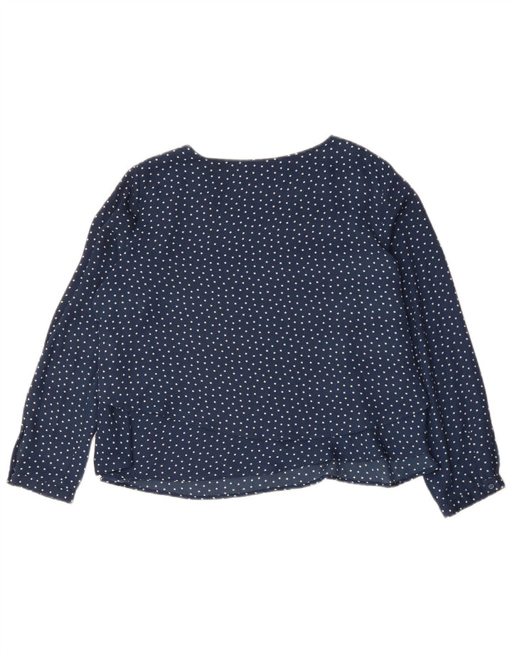 ZARA Womens Crop Oversized Blouse Top UK 10 Small Navy Blue Geometric