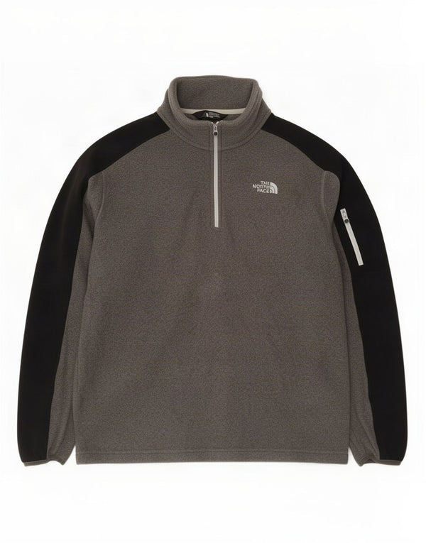 Maglione in pile da uomo The North Face con zip e collo color block grigio medio