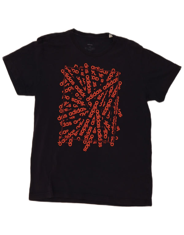 T-shirt grafica da uomo Adidas Top in cotone blu navy medio