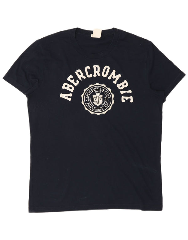 Abercrombie & Fitch T-shirt grafica da uomo con vestibilità muscolare, taglia grande, blu navy