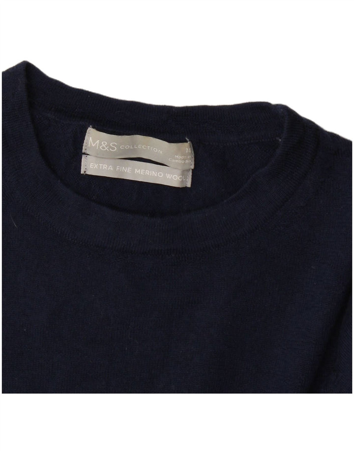 Maglione maglione girocollo da donna Marks & Spencer UK 10 piccolo blu navy