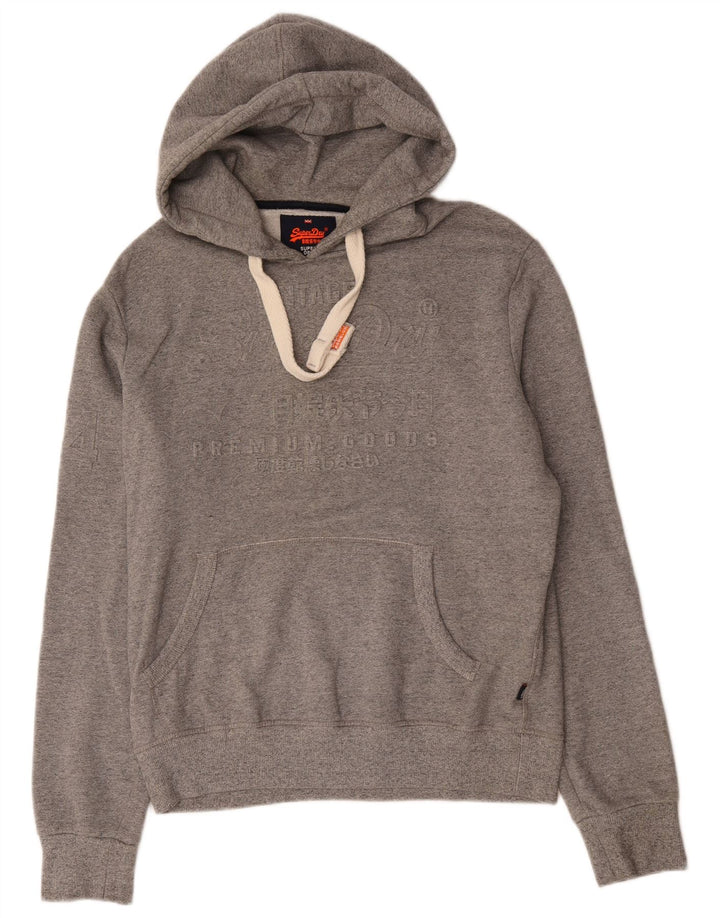 Maglione con cappuccio grafico da uomo Superdry grande in cotone grigio