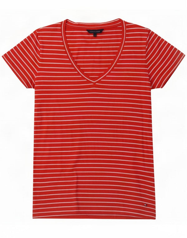 T-shirt da donna Tommy Hilfiger UK 10 Small Red Striped Cotton