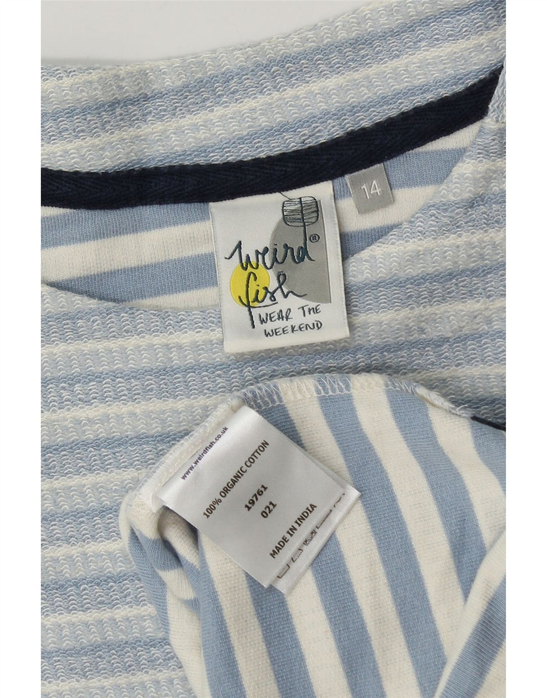 Felpa da donna Weird Fish Jumper UK 14 Cotone a righe grandi blu