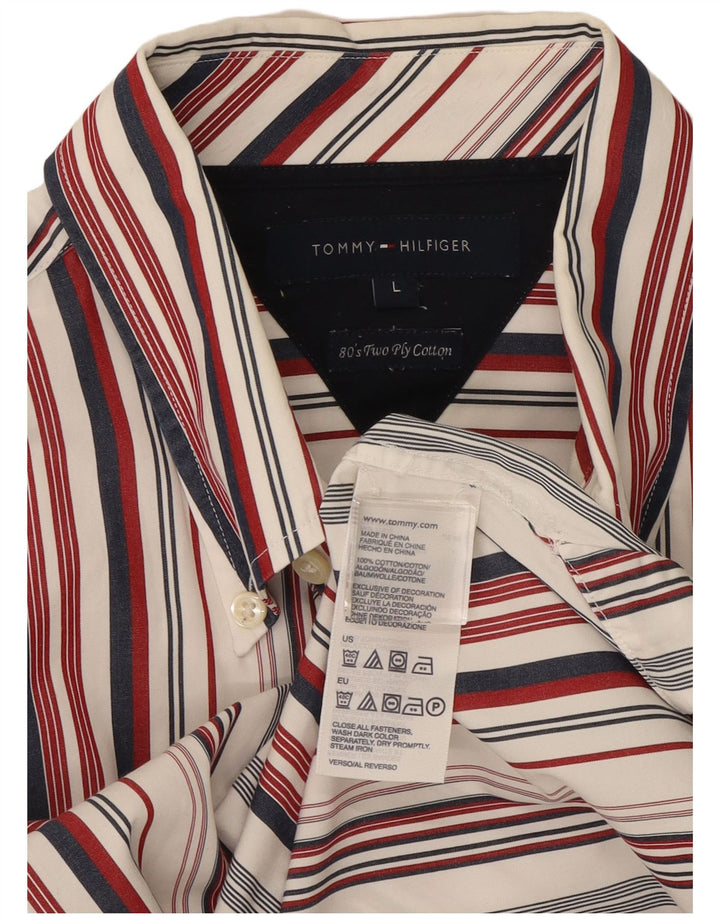 Camicia da uomo Tommy Hilfiger grande in cotone a righe multicolori