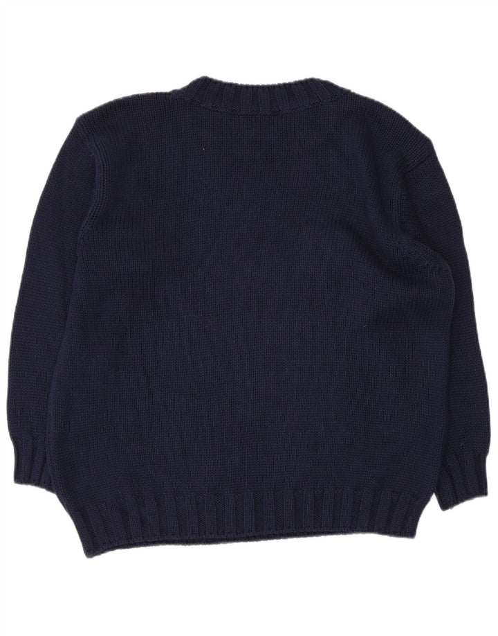 Maglione Maglione Girocollo Donna Benetton IT 42 Blu Navy Medio Floreale