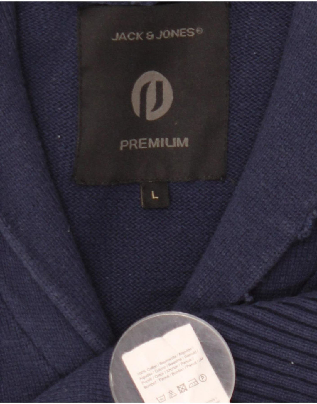 Maglione cardigan da uomo Jack & Jones grande cotone blu navy