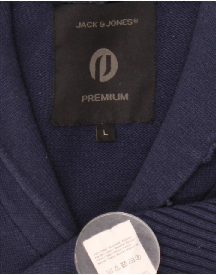 Maglione cardigan da uomo Jack & Jones grande cotone blu navy