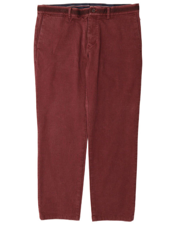 Pantaloni chino dritti da uomo Tommy Hilfiger W36 L30 cotone bordeaux