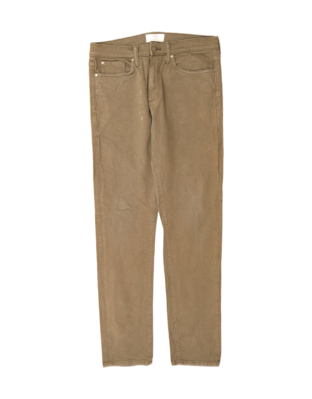 Jeans slim da uomo Marks & Spencer W32 L33 cotone kaki