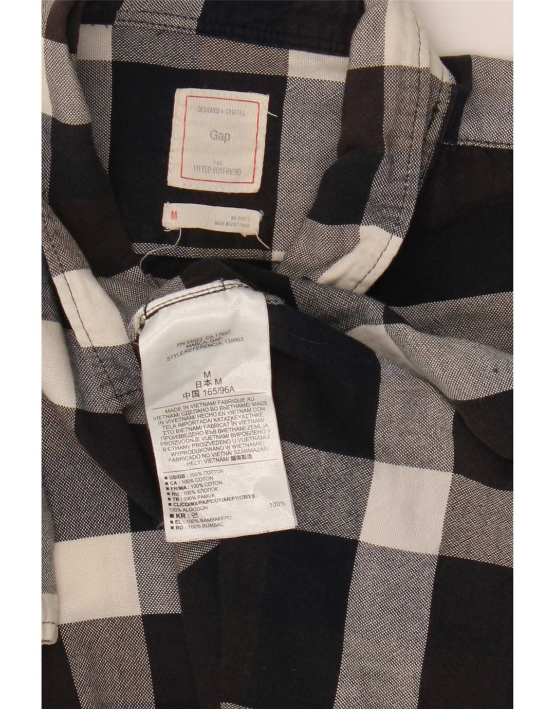 Gap Camicia da donna in flanella dal taglio classico UK 14 Cotone medio a quadri nero