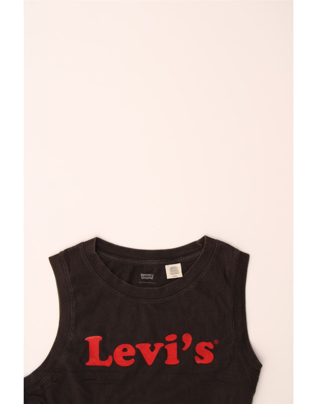 LEVI'S Girls Crop Graphic Vest Top 15-16 Years Small Black Vintage Levi's and Second-Hand Levi's from Messina Hembry 