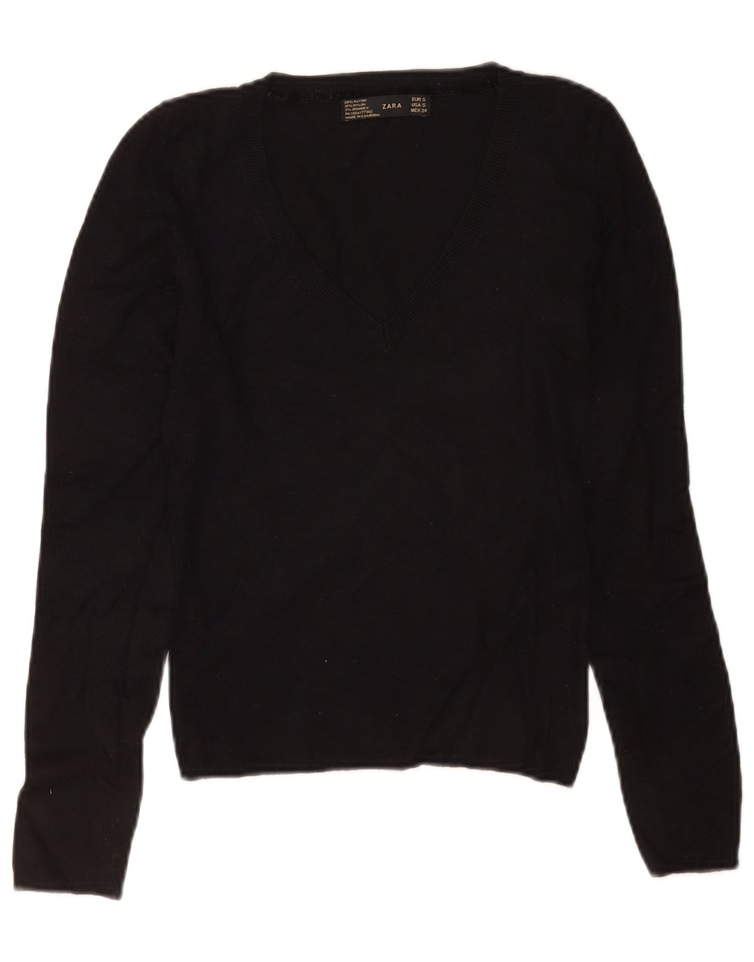 Maglione Zara da donna con scollo a V UK 8 piccolo rayon nero