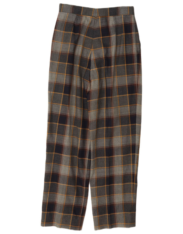 Pantaloni casual con ancoraggio a vita alta da donna vintage W26 L28 scozzese grigio