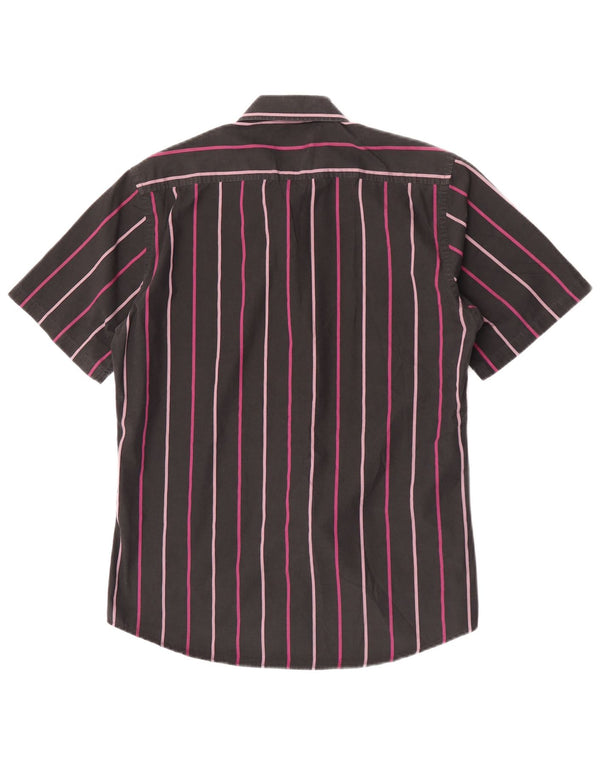 Camicia a maniche corte da uomo Yves Saint Laurent in cotone gessato nero medio